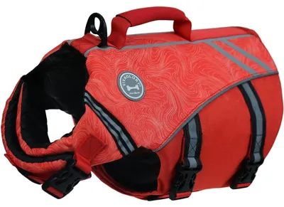 Image de Gilet de sauvetage pour chien, rouge, tour de poitrine de 66 à 79 cm. Flottabilité et aide à la nage