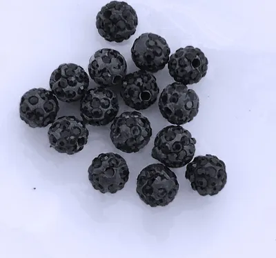 Produktbild von Shamballa Perlen, glitzer, 8 mm, 15 Stück, Schwarz