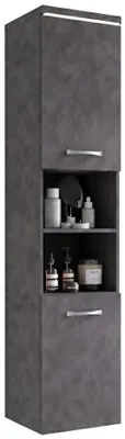 Produktbild von Badplaats Badezimmerschrank Paso 35 x 35 x 160 cm – Dunkelgrau – Hängender Hochschrank mit 2 Türen
