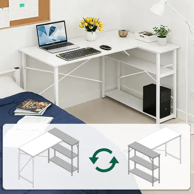 Produktbild von L Form Computertisch 100x75x70cm,Eckschreibtisch,Kleiner Heimbüro-Schreibtisch mit reversiblen Ablage,PC Gaming Tisch für kleine Räume,Homeoffice