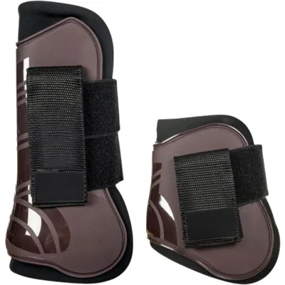 Produktbild von HKM Springgamaschen und Streichkappen 4er-Set Genua Dunkelbraun/Schwarz Pony