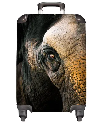 Produktbild von MuchoWow® Koffer Handgepäck Trolley Rollkoffer Kleine Reisekoffer mit 4 Rollen - Elefant - Nahaufnahme - Tiere - Natur - Cabin Size < 55x40x23 cm & 55x40x20 cm - Fotokoffer - Kabinenkoffer - Boardgepäck - Reise-Box - Reisekoffer - Reisegepäck - Koffer mit Bild - Trolley für Kinder