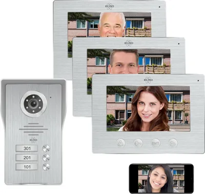 Produktbild von ELRO DV4000IP-3 WiFi-IP-Video-Türsprechanlage │ 3 Wohnungen │ 1080P Full-HD-Kamera mit Nachtsicht │ 4-adriges Kabel │ 16 Klingeltöne