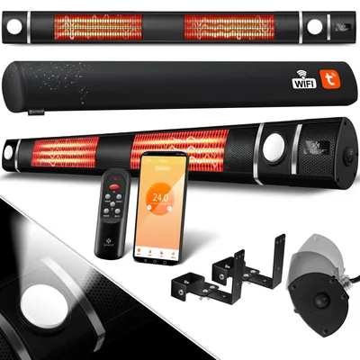Image de Chauffage infrarouge KESSER® 3000 W IR-Gastro-Bar avec éclairage LED, chauffage de terrasse avec Wi-Fi et télécommande, housse de protection incluse, chauffage infrarouge, chauffage à quartz, chauffage de terrasse, chauffage mural