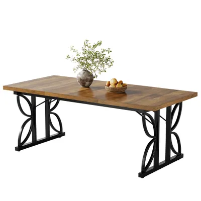 Zdjęcie produktu dla Tribesigns Prostokątny stół do jadalni, industrialny stół kuchenny dla 6 osób, 180 x 80 cm stół do jadalni z metalową podstawą, stół do kuchni, salonu