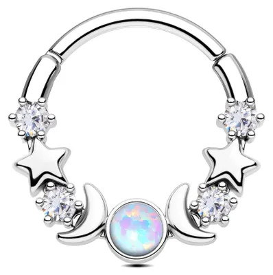 Image de Bijoux de piercing pour septum avec opale, en or et en argent