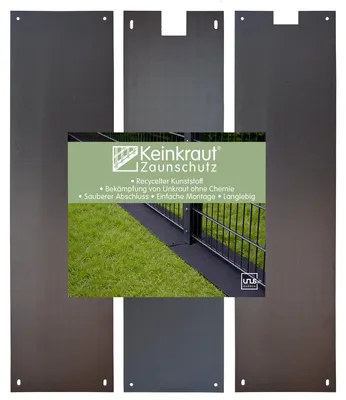 Produktbild von UNUS Keinkraut® Zaunschutz Unkrautschutz 15 Stück aus recyceltem Kunststoff schwarz 25x89 cm