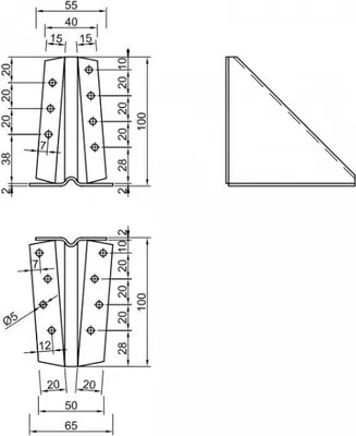 Zdjęcie produktu dla Wspornik BV/P 05-40/100, 100 mm, ZAR statyczny z otworami