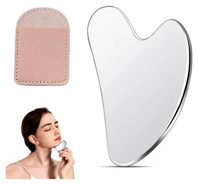 Produktbild von Gua Sha Gesichtsmassagewerkzeug aus Edelstahl für Männer und Frauen
