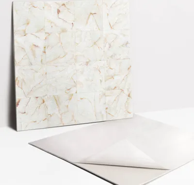 Produktbild von Fliesenaufkleber Set - 9 Stück Selbstklebende PVC Fliesen-Designs - Für Bad und Küche 30 x 30 - Marmorfliesen