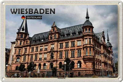 Produktbild von Blechschild Städte Wiesbaden Marktkirche Mittelalter 30x20cm