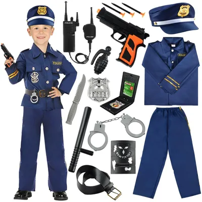 Produktbild von Polizeikostüm – Kinder-Polizeikostüm – 14-teilig – Mit Handschellen und Funkgerät – Ideal für Karneval