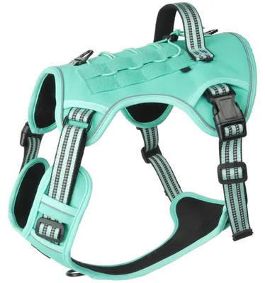 Image de Harnais pour Chien Anti-Traction Réfléchissant Réglable Robuste Respirant avec Poignée Contrôle - Turquoise Taille S