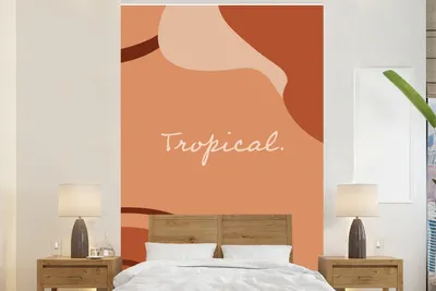 Produktbild von MuchoWow® Fototapete für Wohnzimmer oder Schlafzimmer Wandtapete Vinyl Motivtapete Sommer - Zitat - Tropisch - 170x260 cm - Wohnzimmertapete