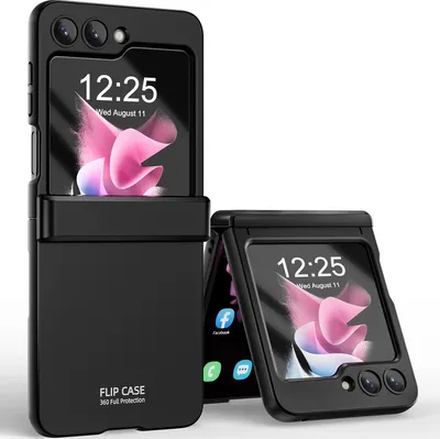 Produktbild von Hülle für Samsung Galaxy Z Flip 5 Scharnierschutz Hart PC Schutzhülle mit Frontdisplay Film Schwarz