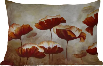 Produktbild von MuchoWow® Outdoor Kissen - Malerei - Blumen - Ölfarbe - Pflanzen - 50x30 cm - Wetterfest - Lounge Kissen - Sofa kissen - Wohnzimmer Dekoration