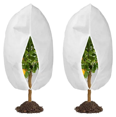 Produktbild von Winterschutz für Pflanzen, 120 x 178 cm, Schutz für Freilandpflanzen, Frostschutz für Topfpflanzen, mit Reißverschluss und Kordelzug, für Palmen und Olivenbäume, wiederverwendbares Wintervlies, 2 Stück, 70 g/m²