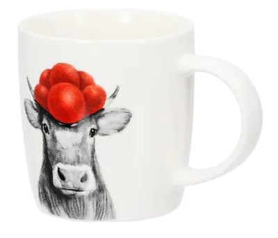 Produktbild von Gilde - 58503 - Kaffeebecher, Kuh mit Bollenhut, Porzellan, 9cm x 8,5cm, 380ml