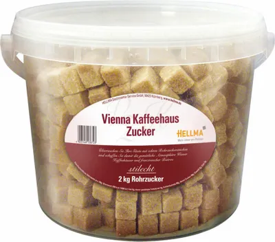 Produktbild von Hellma Kaffeehauszucker Vienna, Zucker, Portionszucker, Feinzucker, Zuckerwürfel, für Gastro, Hotel, Büro, Kantine, 2 Kg Eimer