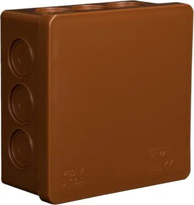 Produktbild von Aufputzdose, hermetisch, braun, aufschnappbar, 86x86x40 IP55, Viplast 00352