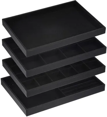 Schmuckorganizer - Stapelbares Design - Schwarz - Aufbewahrungsbox für Ringe und Ohrringe - Geeignet für Schmuck - Samt