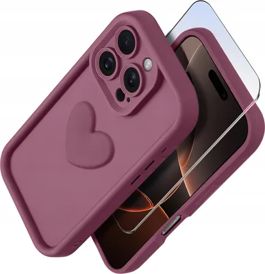 Zdjęcie produktu dla Etui do iPhone 16 Pro silikonowe MATOWE serce + Szkło ochronne na ekran 9H