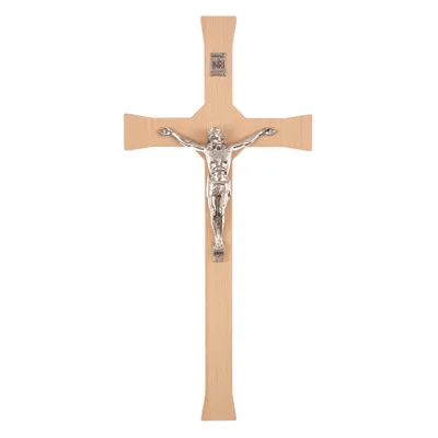 Image de Croix classique suspendue avec croix rayée natural 42x18x1,8cm