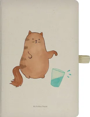 Produktbild von Mr. & Mrs. Panda Kladde Katze Wasserglas - Transparent - Geschenk, Katzen, notizbuch, Tagebuch, Cats, A4 Kariert, Cat, Skizzenbuch, Journal, Haustier