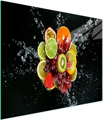 Produktbild von Robustes Glas-Schneidebrett mit Obst-Motiv, hygienisch und kratzfest, 52x30 cm
