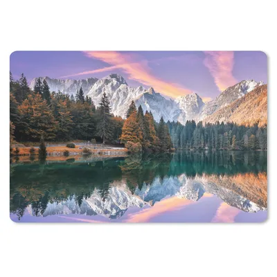 Produktbild von MuchoWow® Mauspad Mousepad Berg - Wald - Wasser - Himmel - Rosa - Lila 27x18 cm - Mousepads - Maus Mat - Pad - Mausunterlage - Büroartikel - Desk Matten