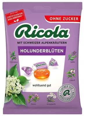 Immagine prodotto di Ricola Sambuco svizzero dolce alle erbe senza zucchero, 75 g caramelle