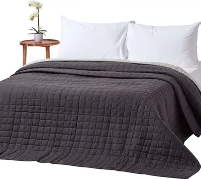 Obrázek produktu pro HOMESCAPES Prošívaný přehoz ze 100% bavlny, černošedý, 230 x 250 cm