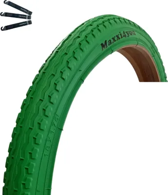 Obrázok produktu pre maxxi4you 1 x cyklistická pneumatika HY-145 v zelenej farbe 47-355 (18" x 1,75) vrátane páky maxxi4you