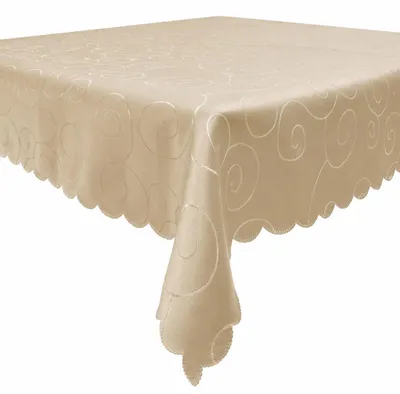 Produktbild von Tischdecke creme sand 135x180 cm eckig damast Ornamente bügelfrei fleckenabweisend