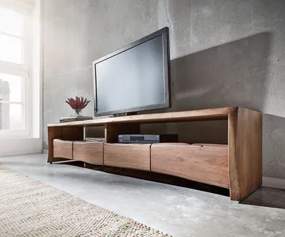 Produktbild von DELIFE Lowboard Live-Edge 230 cm Akazie massiv Braun 4 Schübe