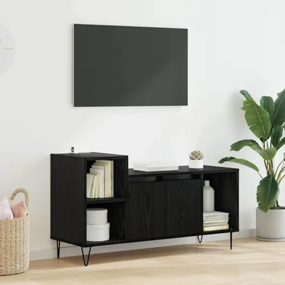 Image de Maison Exclusive - Meuble TV, dimensions 100 x 35 x 55 cm, finition noire imitation chêne, fabriqué en panneaux de particules