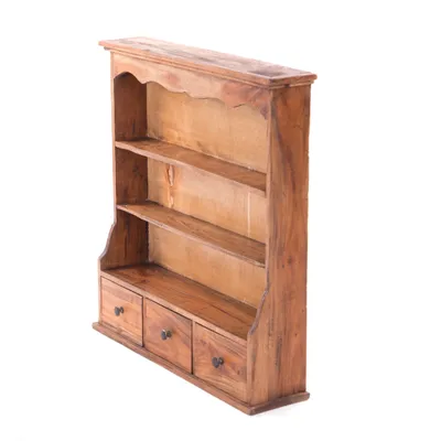 Produktbild von WANDREGAL "NELIA" | Mahagoni Holz, 62 cm | Küchenregal mit Schubladen