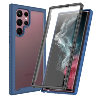 Obrázek produktu pro Pouzdro pro Samsung Galaxy S23 Ultra nárazník s vestavěnou ochranou displeje 360° celotělové ochranné pouzdro Tmavě modrá