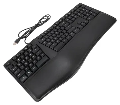 Obrázok produktu pre Ergonomická rozdelená klávesnica s opierkou na zápästie – tichá káblová klávesnica USB 2.0 pre notebook s 110 klávesmi a 1,5 m káblom – pohodlné písanie