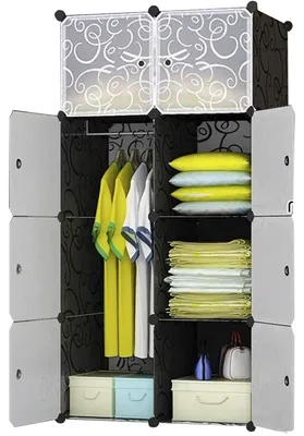 Image de Omgoods - Armoire portable avec portes - Système de rangement modulaire composé de 8 compartiments