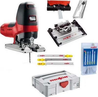 Produktbild von Mafell Stichsäge P1cc MaxiMAX 917103 Schwenkplatte 21 Sägeblätter