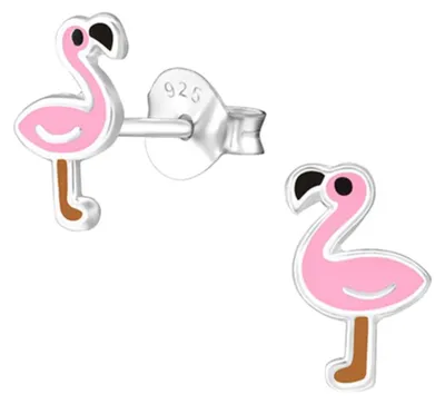 Produktbild von Kinderohrstecker: Silber Ohrringe für Mädchen und Damen „Flamingo“