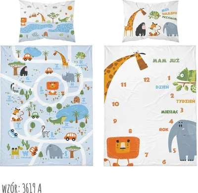 Immagine prodotto di Detexpol Lenzuola in cotone 90x120 Animali 3619 E ho avuto tanti anni mesi e giorni blu bianco Bambini 1