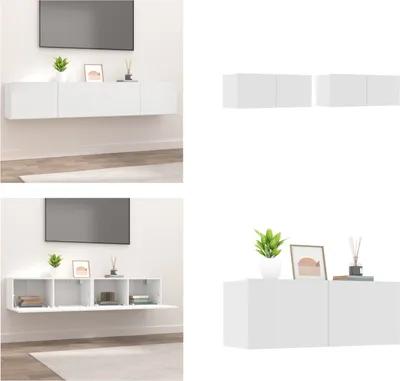 Image de vidaXL Armoires TV 2 pcs. Blanc 80x30x30 cm Bois composite - Meuble TV - Meubles TV - Support TV