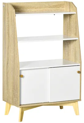 Immagine prodotto di HOMCOM Mobile da Salotto Portaoggetti con Scaffale Aperto a 2 Livelli e Armadietto a 2 Ante, 58x30x93 cm