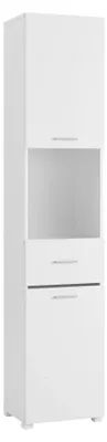 Immagine prodotto di Mobile da bagno - Mobile contenitore alto indipendente - Modello stretto 180 cm - In legno con un cassetto e 2 ante - 37x30 cm - Bianco