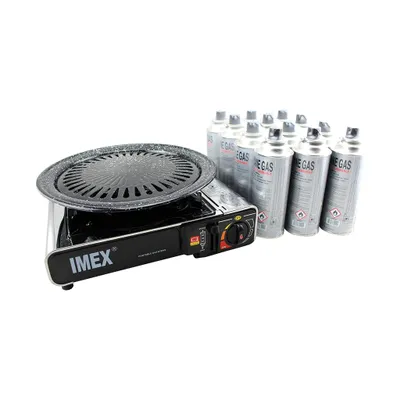 Obrázok produktu pre Sada plynového kempingového variča Imex v kufríku s grilovacou doskou a 12 plynovými kartušami