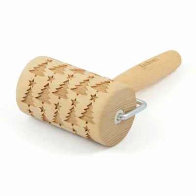 Produktbild von Folkroll Teigrolle Christbaum, mini, 9.5 cm, Nudelholz, Prägerolle, Muster, Motiv, Rolle, Buchenholz, 330708
