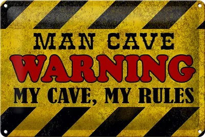 Produktbild von Blechschild Spruch 30x20cm man cave warning my cave rules