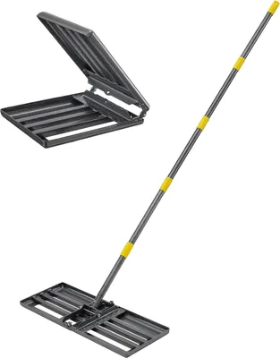 Zdjęcie produktu dla Składane grabie do trawników 220 cm z uchwytem - Czarny metal Wytrzymałe narzędzie do grabienia trawników